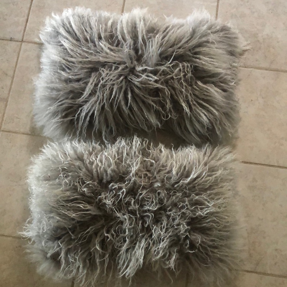 Tibetan lamb fur pillows